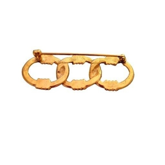 Vintage Goldtone Three Circle Loop Link Rope Chain Brooch Pin - Picture 5 of 6